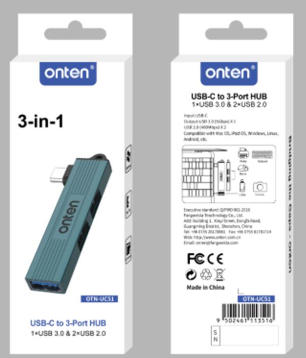 Hub USB Tipo C OTN-UC51 Onten - Verde