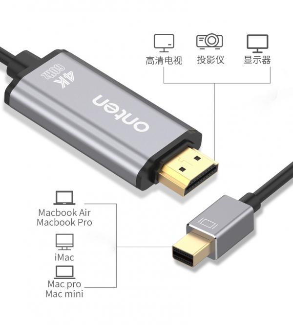 Cable Mini Display Port a HDMI OTN-5130B Onten - 1,8m Gris