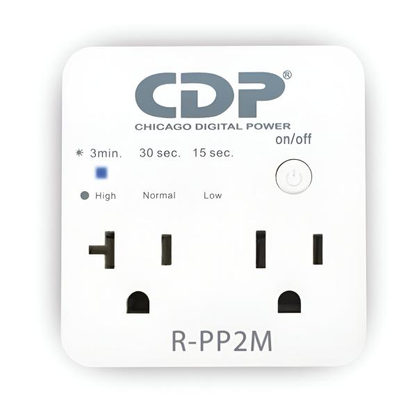 Protector de Voltaje Cdp R-PP2 1800W 2 Tomas Supresión de Sobrecorriente y Sobre Voltaje Retardo de Energía Seleccionable - Blanco