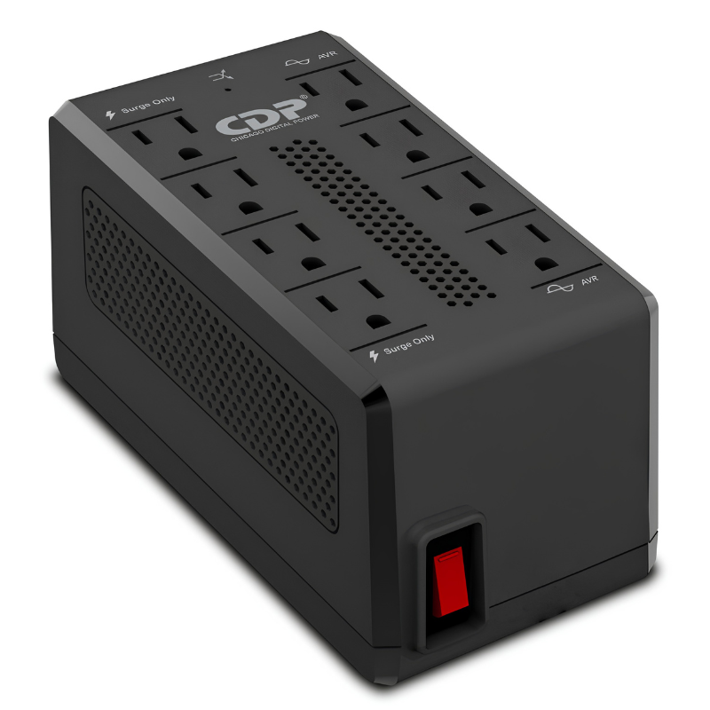 Regulador de Voltaje Cdp RAVR1408 1400va/700w 8 Tomas 80 150V Regulación Automática - Negro
