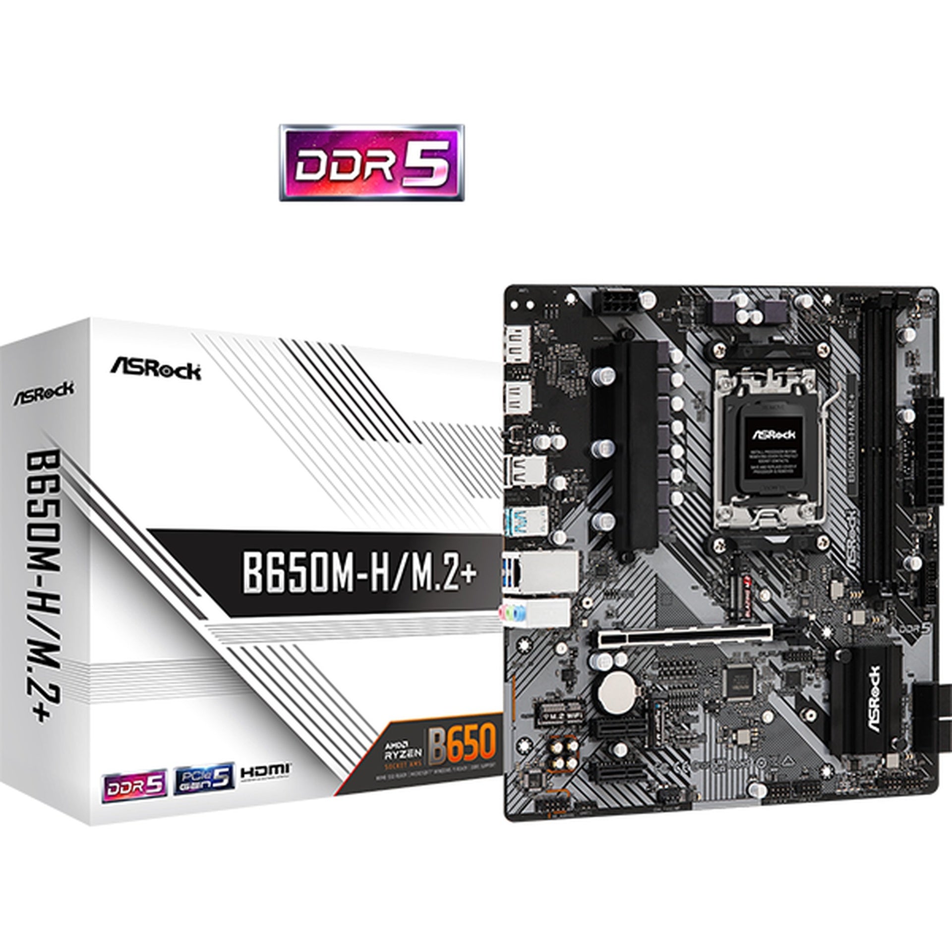 Tarjeta Madre Asrock B650M H M2 Plus AM5 Micro-ATX DDR5 Negro Imagen principal del producto
