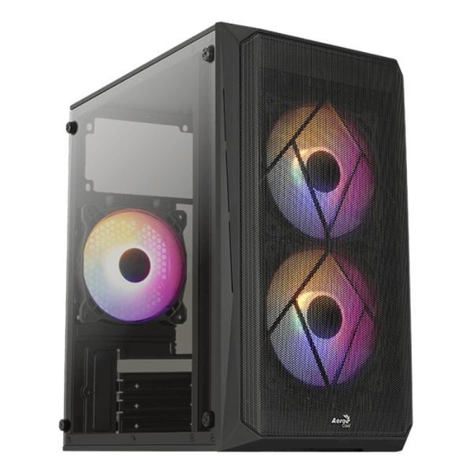 Case gaming Aerocool CS-107-A-BK-V2 mini tower RGB vidrio