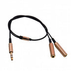Cable 3.5mm Macho a 2 3.5mm Hembra ET-AUX201 Earldom - Negro/dorado