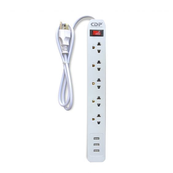 CDP Regleta Supresor de Picos RU-SS5 Con 5 Entradas y 3 USB