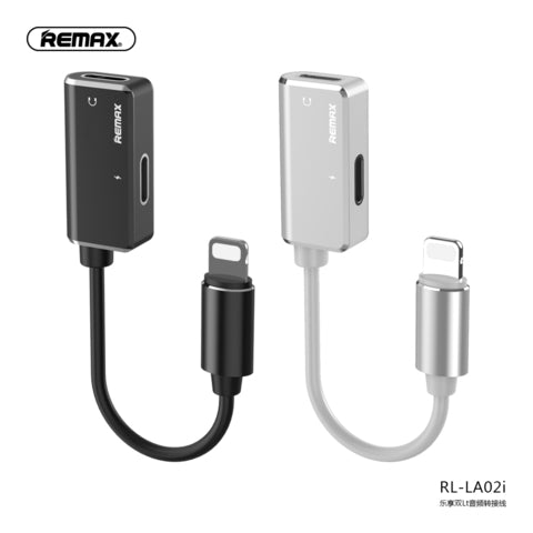 Cable 2 USB Ligthing a 3.5 Hembra Enjoy Splitter RL-LA02I - Blanco
