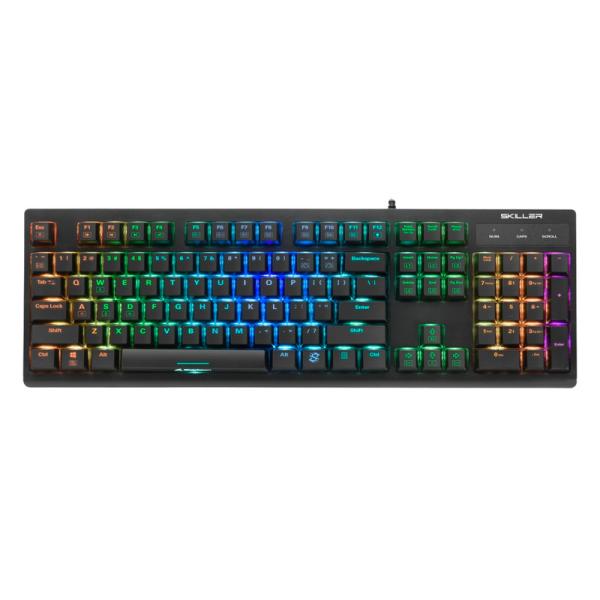 Teclado Gaming RGB Sharkoon Skiller SGK30 Mecánico Alámbrico USB Español Switch Azul 4044951030873 - Negro