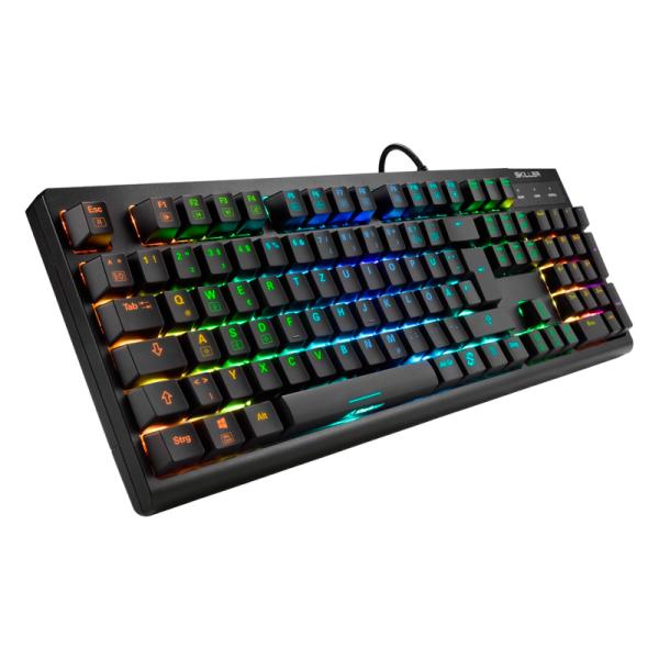 Teclado Gaming RGB Sharkoon Skiller SGK30 Mecánico Alámbrico USB Español Switch Azul 4044951030873 - Negro