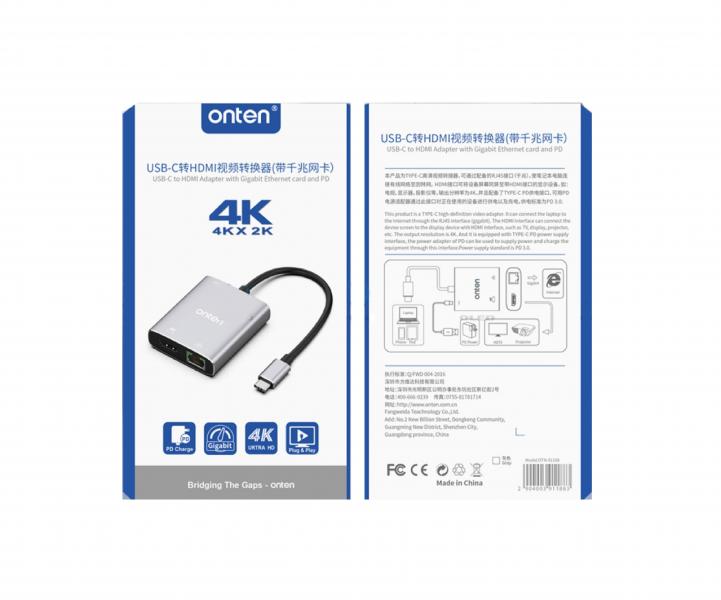Cable Adaptador Tipo C a HDMI +gigabit+ Pd OTN-91188 Onten