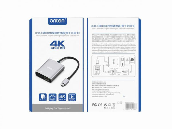 Cable Adaptador Tipo C a HDMI +gigabit+ Pd OTN-91188 Onten
