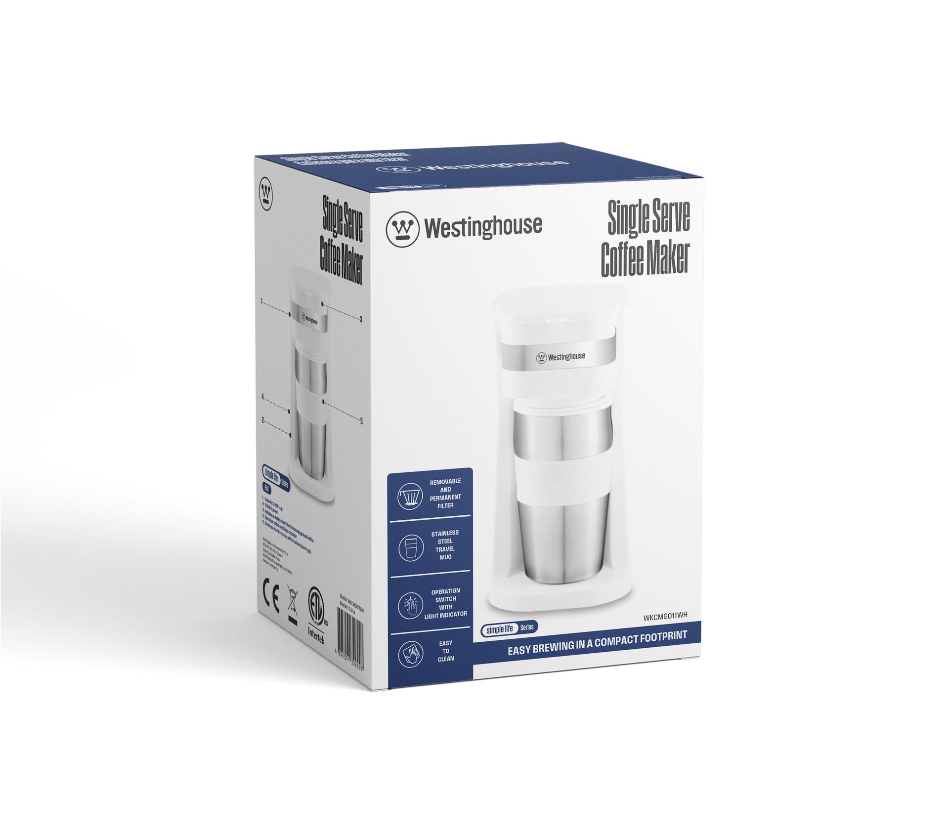 Westinghouse cafetera individual con mug térmico blanca -WKCMGO11WH
