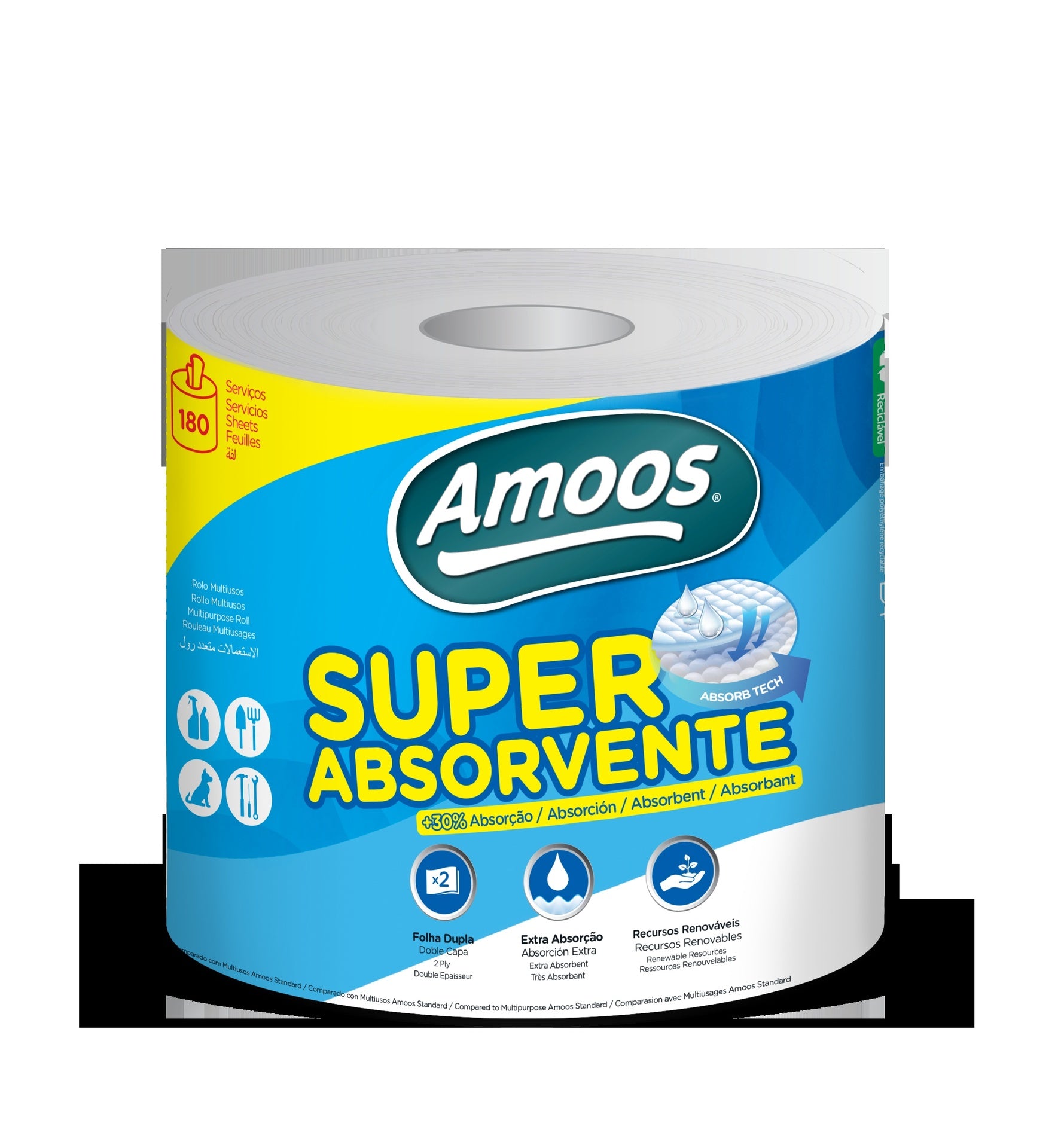 Amoos toalla mayordomo super absorbente doble hoja 180 h paq 6 Imagen principal del producto