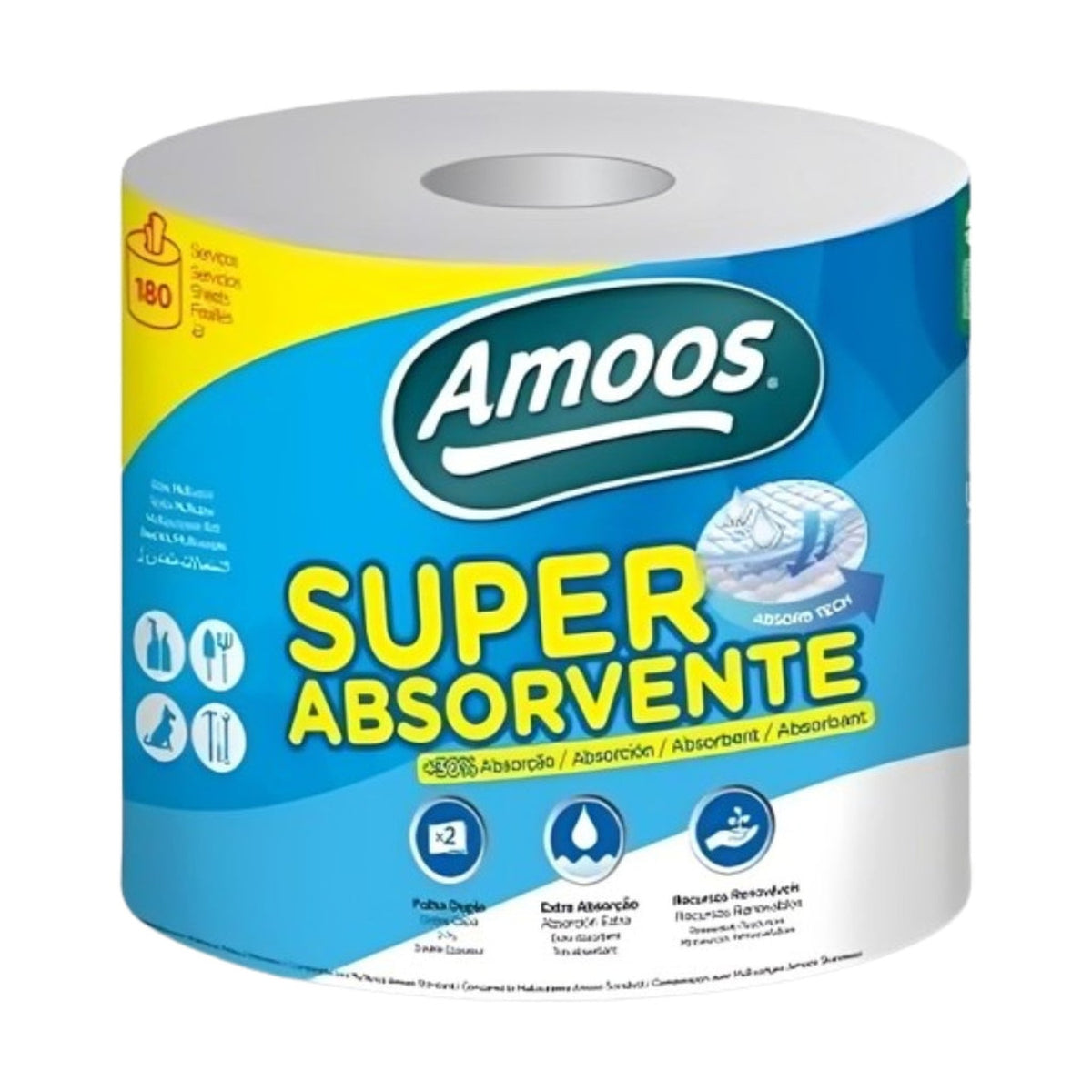 Amoos toalla mayordomo super absorbente doble hoja 180 h paq 6 Imagen principal del producto