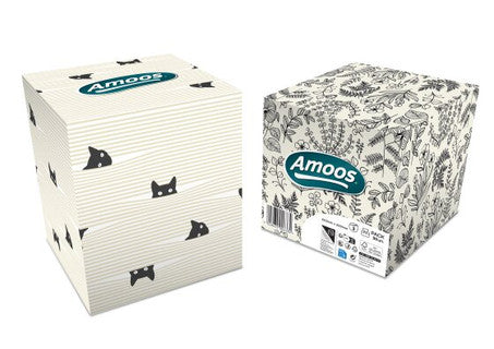 Amoos Pañuelos Faciales de Papel Desechable Cubo Cosmetico 50 X 3 Capas Caja de 24UNDS - F623501