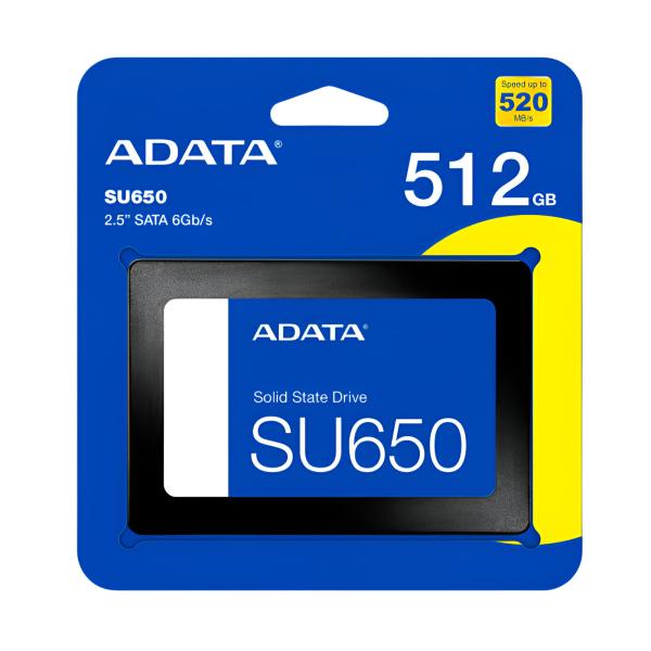 HD Interno Solido 512GB Adata SU650 2.5 Pulg Sata III 520mb/s / 450mb/s ASU650SS-512GT-R - Azul