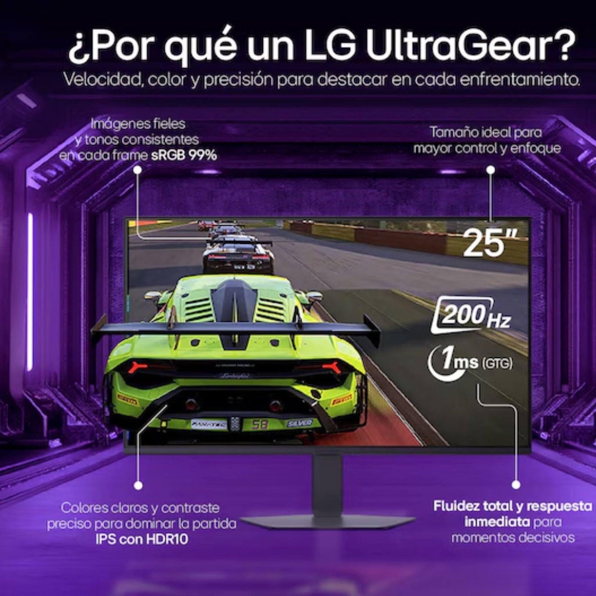 LG monitor gaming full HD 24.5 pulgadas 200 Hz 1 ms 25g523b Imagen principal del producto