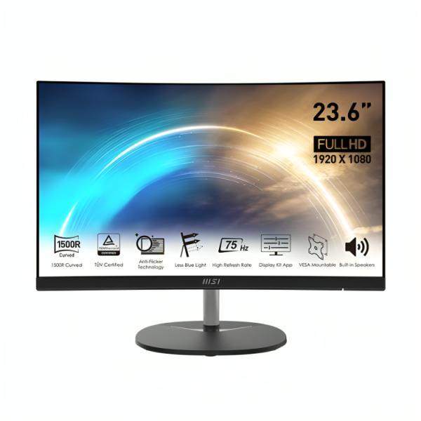 Monitor Msi Curvo 23.6 Pulg PRO MP2412C 1920X1080 Va 100HZ Freesync HDMI y VGA 9S6-3PA9CT-025 Negro - Negro
