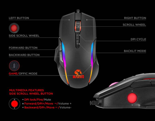 Mouse Alambrico Gamer Scorpion G945 Marvo