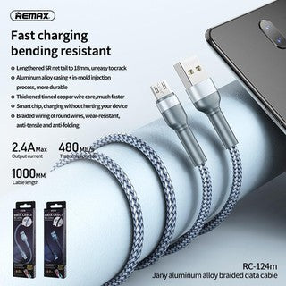 Cable USB Micro B RC-124M Serie Jany Remax - Plateado