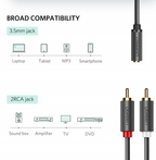 Cable 3.5mm Hembra a 2 Rca Macho AV102 10588 Ugreen - 1M Gris