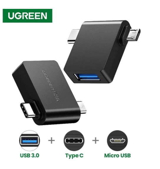 Convertidor Micro B USB Tipo C a USB Tipo a 30453 Ugreen - Negro