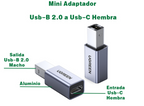 Adaptador USB Tipo C a USB Tipo B Impresora US382 20120 Ugreen - Gris