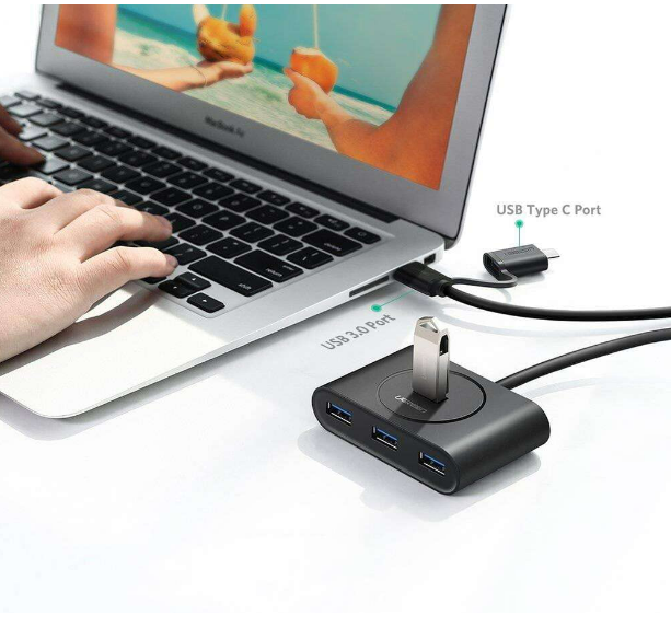 Hub USB Tipo a con Adaptador Tipo C 40850 Ugreen - Negro