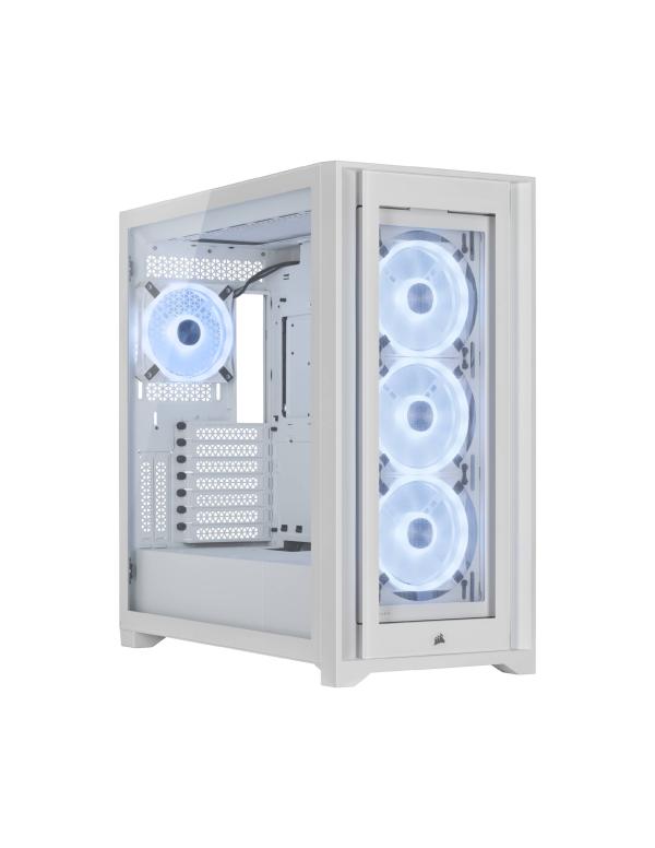 Case Gaming RGB Corsair Icue 5000X Ql Edition Mid Tower 4 Ventiladores con Vidrio Lateral y Frontal CC-9011233-WW - Blanco
