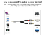 Cable 3.5mm Macho a 2 Rca Macho AV116 10583 Ugreen - 1.5m Gris