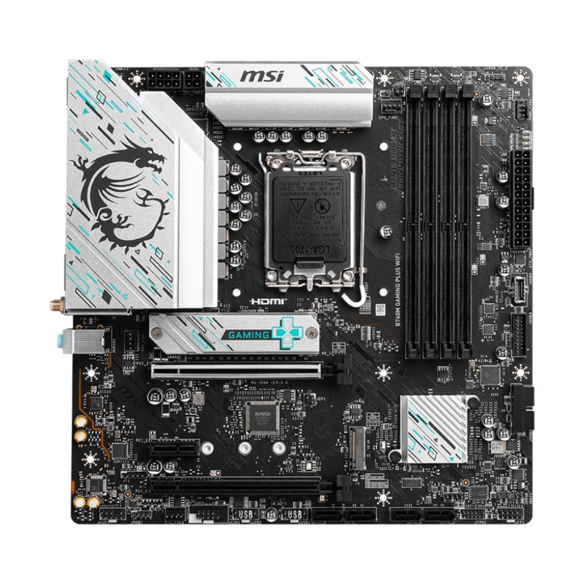 Tarjeta Madre Msi B760M Gaming Plus WIFI LGA1700 Matx DDR5 911-7D99-032 Negro / Blanco - Negro / Blanco Imagen principal del producto