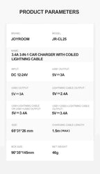 Cargador Carro JR-CL25 Joyroom - Negro Lightning