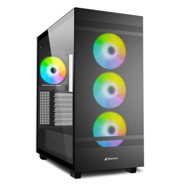 Case Gaming RGB Sharkoon Rebel C50 Mid Tower Ventiladores 4 de 120MM con Vidrio Lateral y Malla Frontal 4044951038244 - Negro Imagen principal del producto