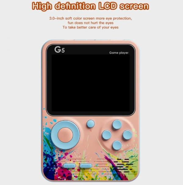 Consola G5 celeste portátil 500 juegos clásicos Imagen secundaria del producto