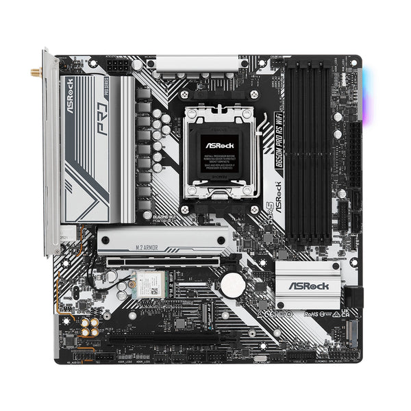 Tarjeta madre Asrock B650M PRO rs WIFI AM5 micro-atx DDR5 90-MXBLZ0-AOUAYZ negro blanco