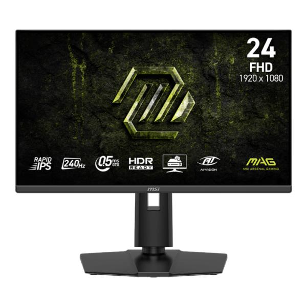 Monitor Gaming Msi Mag 245PF X24 24 Pulg Plana Full HD 240HZ Rapid IPS AMD Freesync Premium Hdmi/displayport/audífonos Hdr Ready/modo - Negro