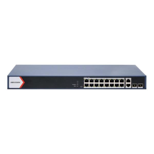 Switch Hikvision Ds-3e1520p-ei/m(o-std) 16 Puertos Gigabit Poe/2 Puertos Gigabit Rj45/2 Puertos Fibra Gigabit 10/100/1000 Mbps Administrable 301803788 - Negro