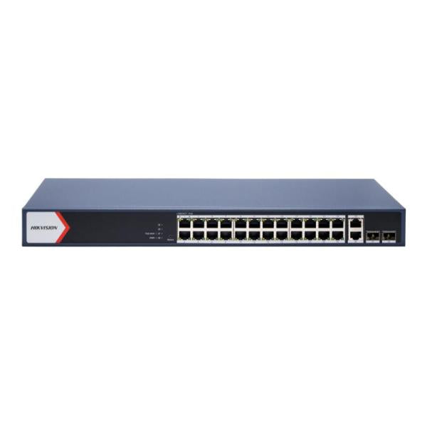 Switch Hikvision Ds-3e1528p-ei/m(o-std) 24 Puertos Gigabit Poe/2 Puertos Gigabit Rj45/2 Puertos Fibra Gigabit 10/100/1000 Mbps Administrable 301803789 - Negro
