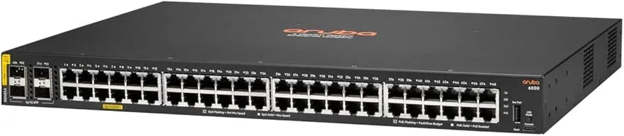 Aruba Switch 6000 48G PoE Clase 4 4SFP 370W R8N85B Imagen principal del producto