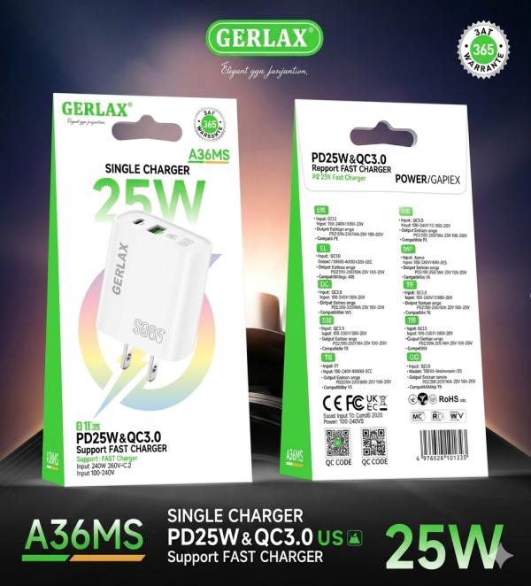 Cargador Cubo Casa A36MS Gerlax - Blanco