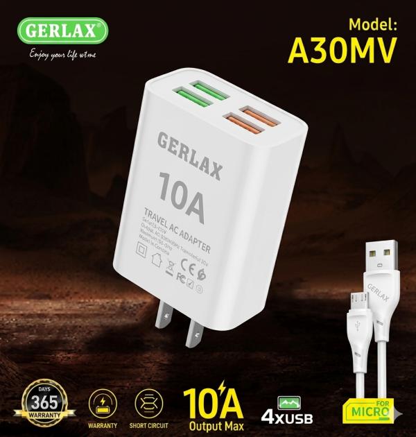 Cargador Cubo Casa A30MV Gerlax - Blanco Micro B