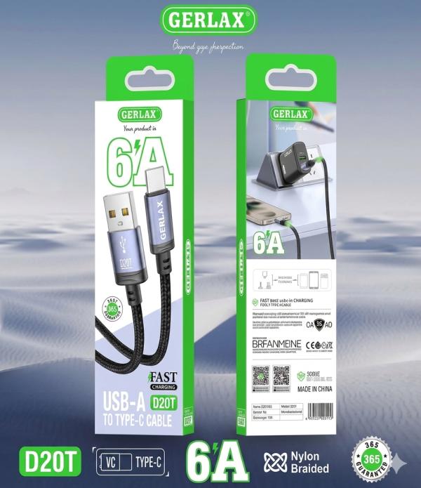 Cable USB Tipo C D20T Gerlax - Negro