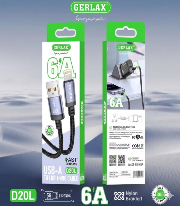 Cable USB Lightning D20L Gerlax - Negro