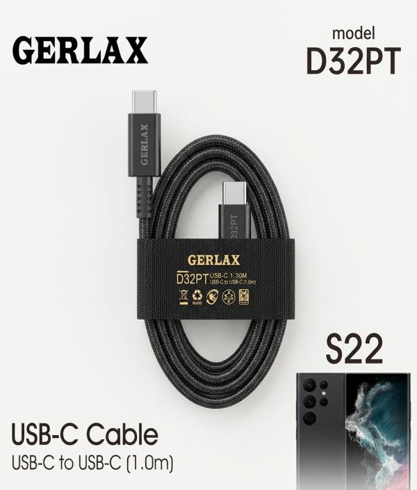 Cable USB Tipo C D32PT Gerlax - Negro C-c