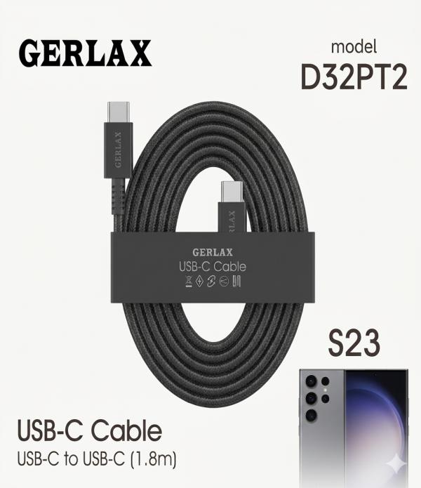 Cable USB Tipo C D32pt2 Gerlax - Negro C-c