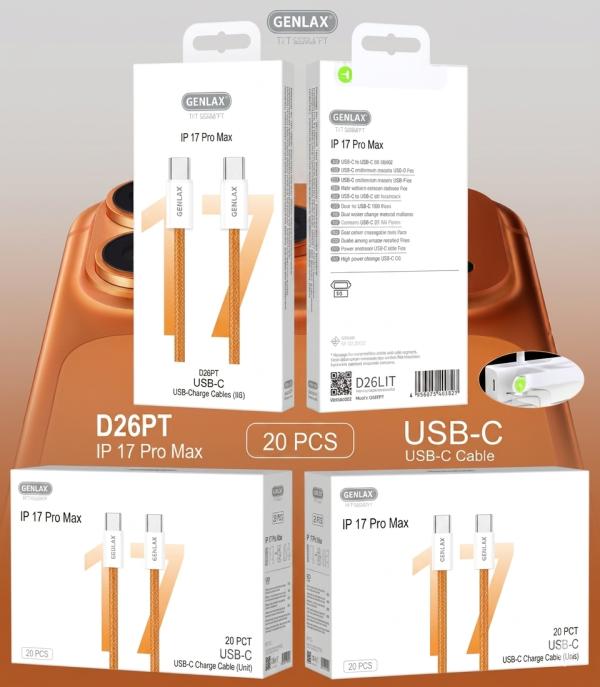 Cable USB Tipo C D26PT Gerlax - Naranja C-c