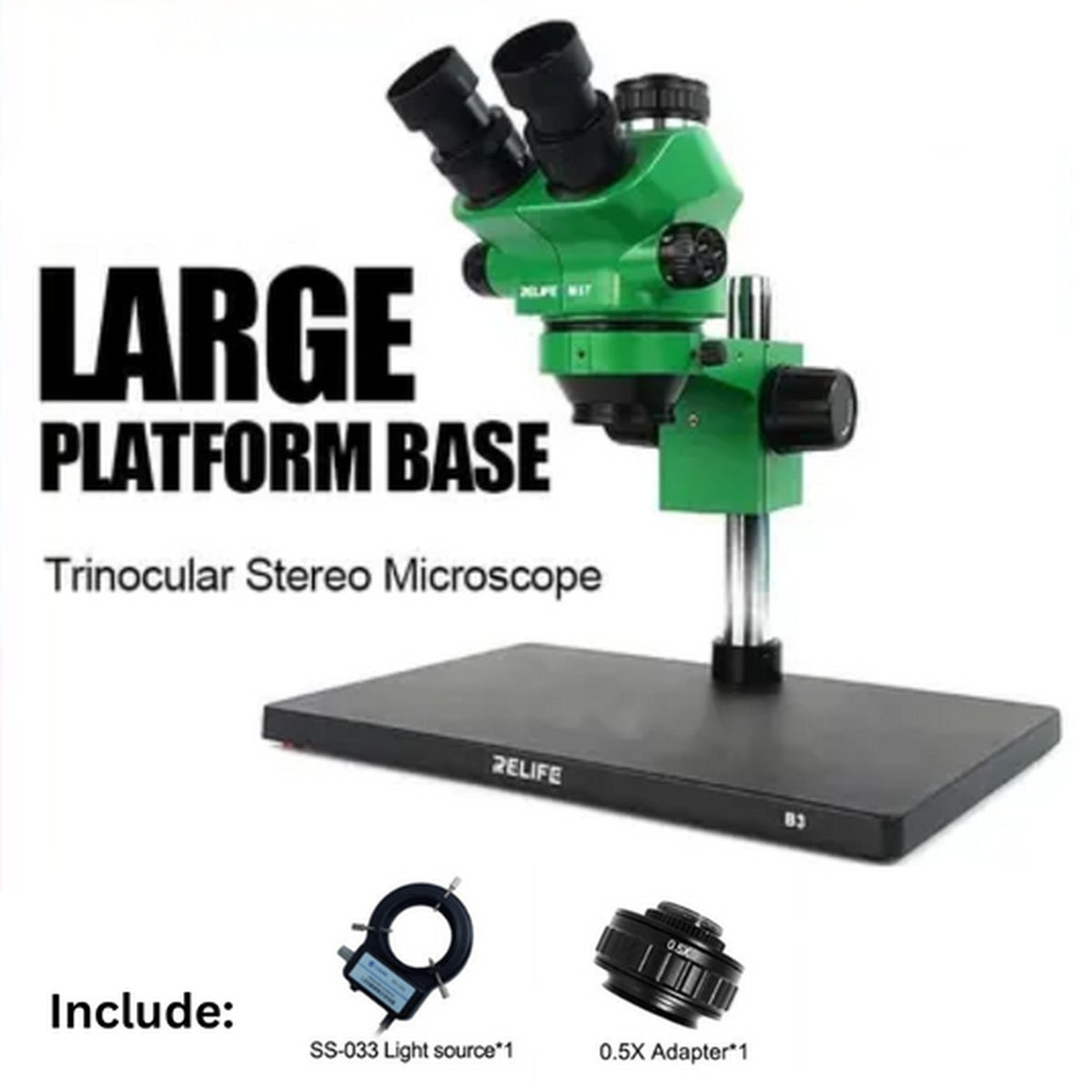 Relife Microscopio Trinocular RL-M3T B3 LED 0.7-4.5x Verde Negro Imagen principal del producto