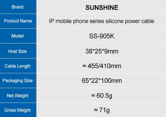 Cable Poder Alimentacion SS-905K Sunshine - V2.0