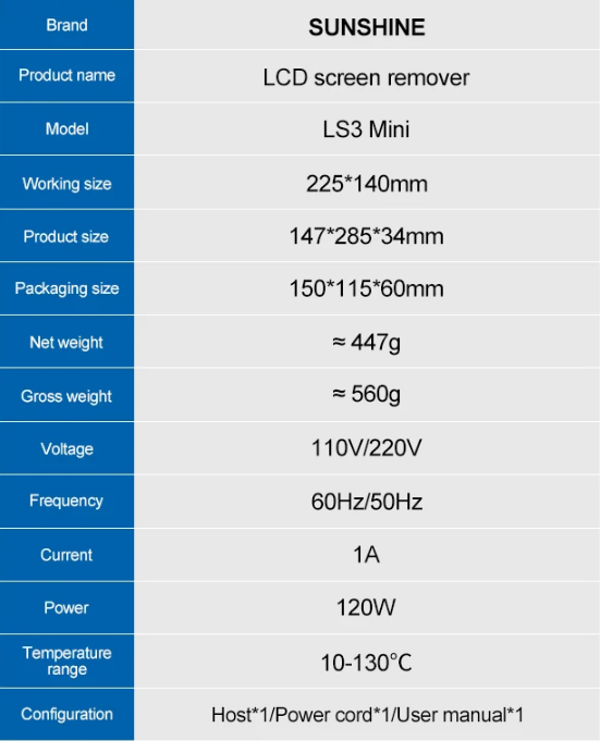 Plancha de Calefacion Digital para Separar LS3 Mini Sunshine