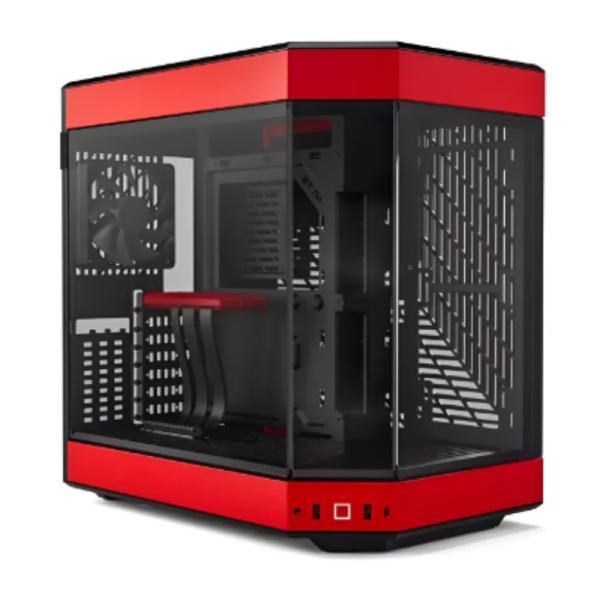 Case Gaming Hyte Y60 Mid Tower Ventiladores 3 de 120MM con Vidrio Frontal, Lateral y Esquina CS-HYTE-Y60-BR - Rojo / Negro