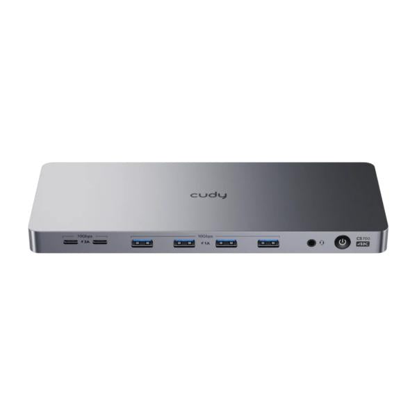 DOCKING STATION CUDY CS700 13 EN 1 CONECTIVIDAD USB-C PUERTOS HDMI USB 3.0 USB 2.0 ETHERNET DUAL 4K