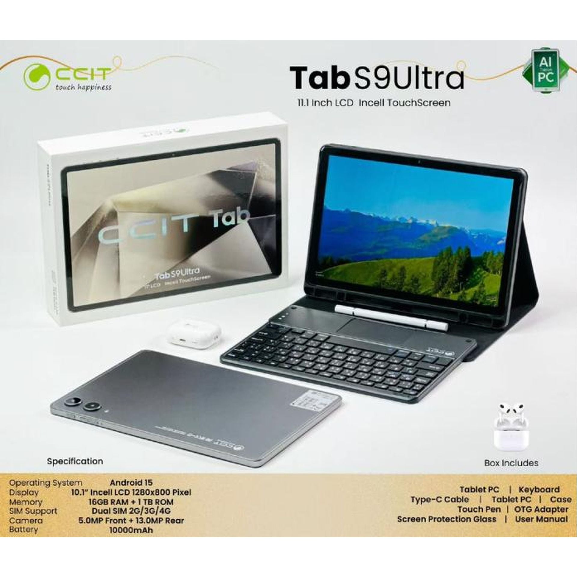 Tablet Ccit S9 ULTRA 10.1 pulgadas 16GB RAM 1TB gris android 15 Imagen secundaria del producto